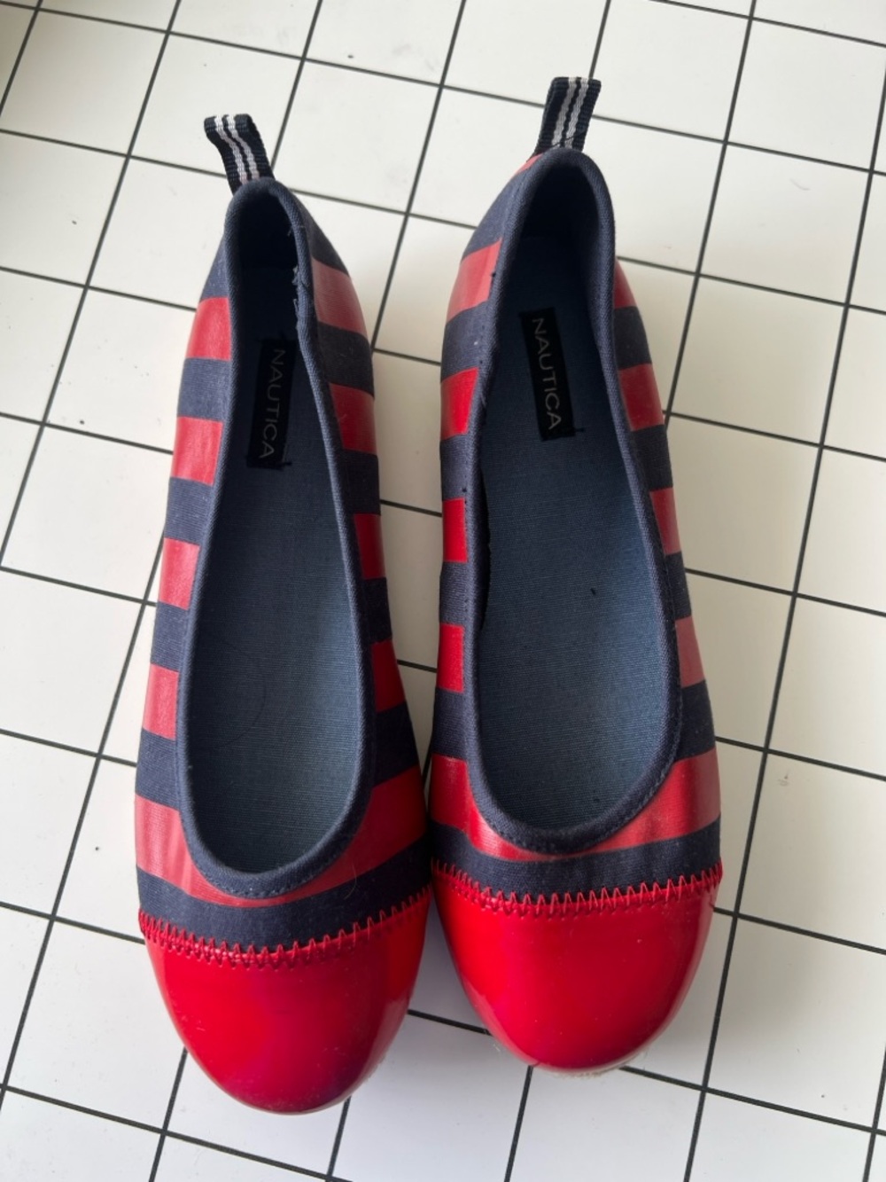 Nautica Rubber Sole Espadrille flats in Red & Navy NWOT Size 7